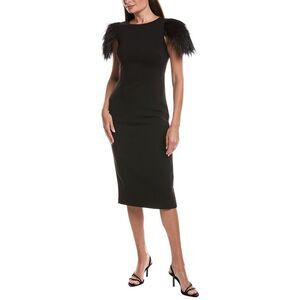 Badgley Mischka Womens Feather Shoulder Cocktail Dress